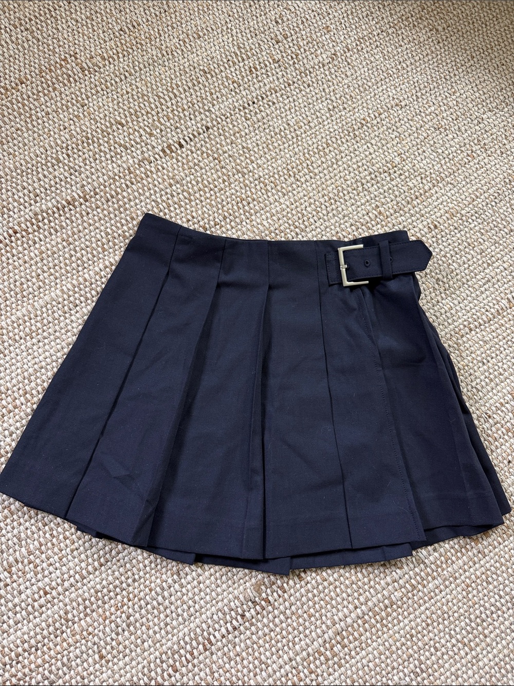 J. Crew Black Pleated Mini Skirt with Side Buckle